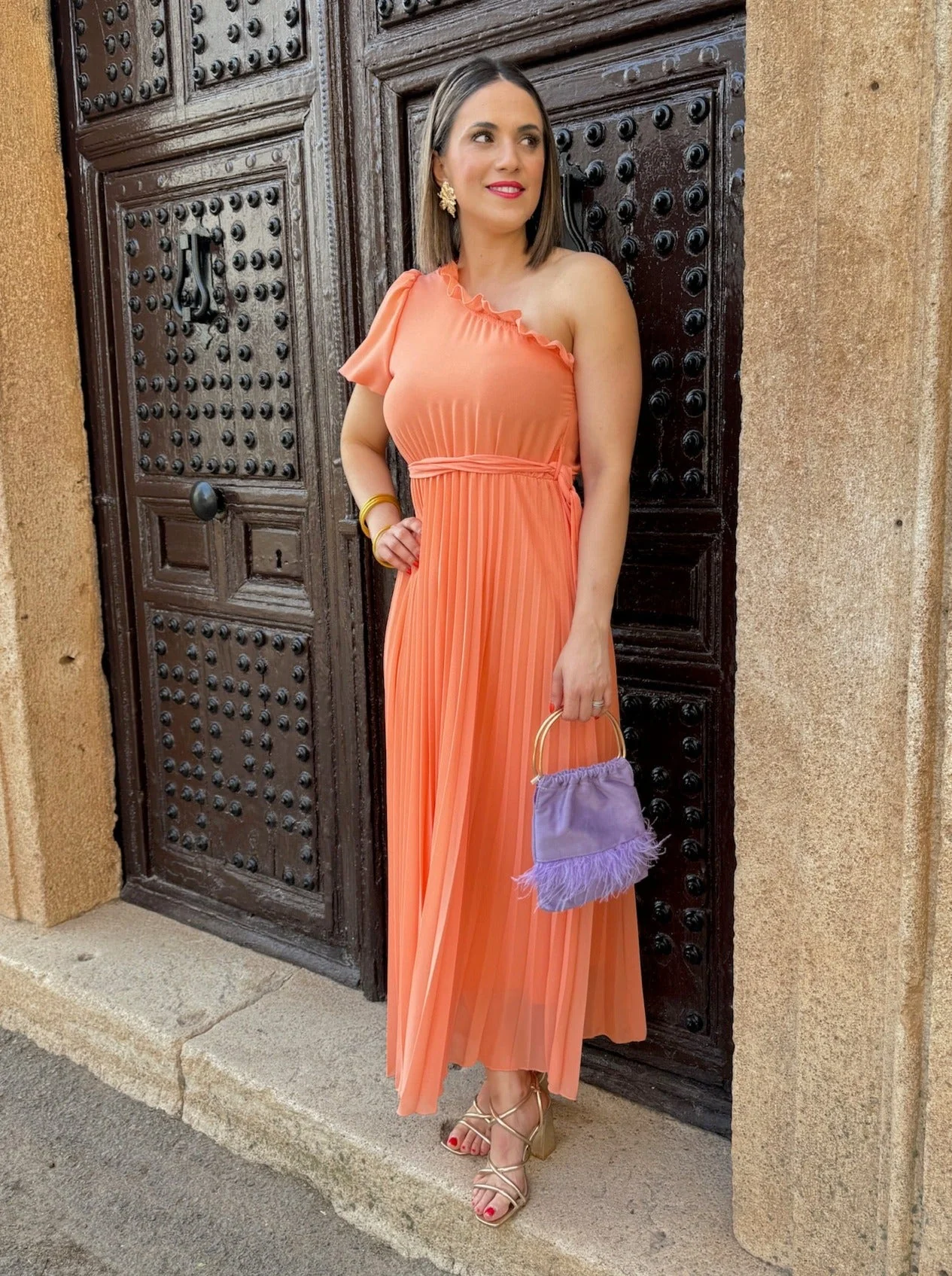 Vestido asimétrico coral| Venecia - Image 3