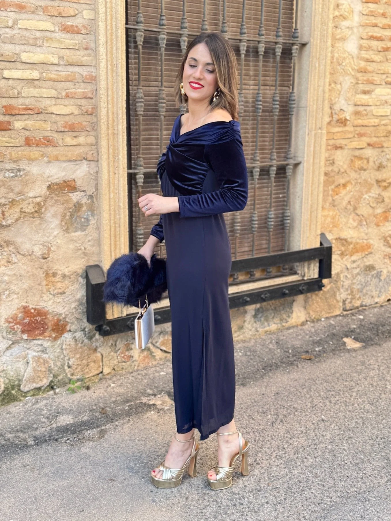 Vestido midi azul marino | Monnet - Image 3