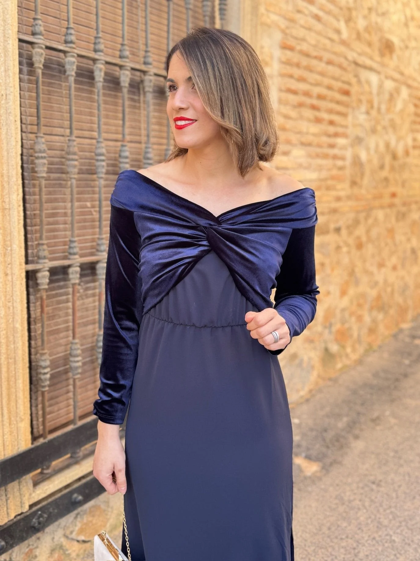 Vestido midi azul marino | Monnet - Image 4