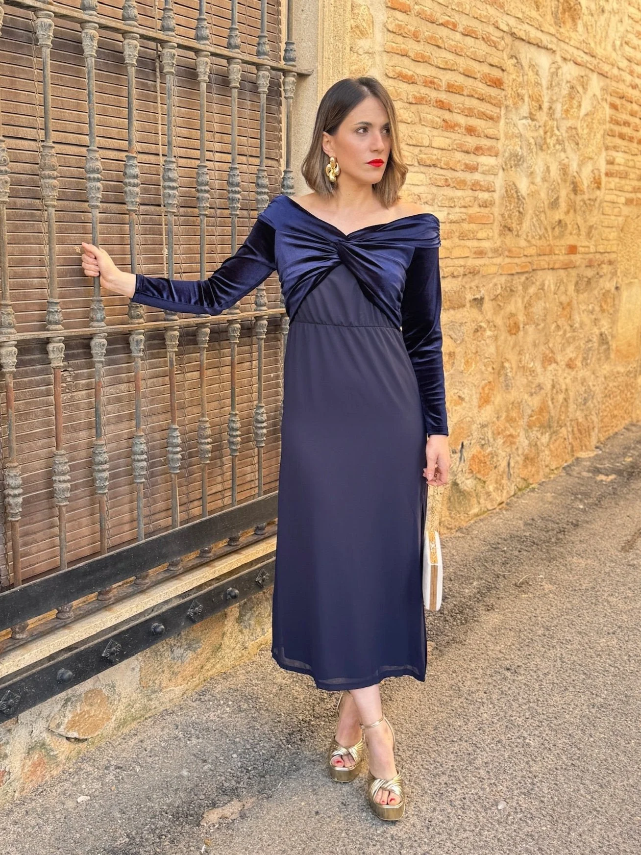 Vestido midi azul marino | Monnet - Image 5