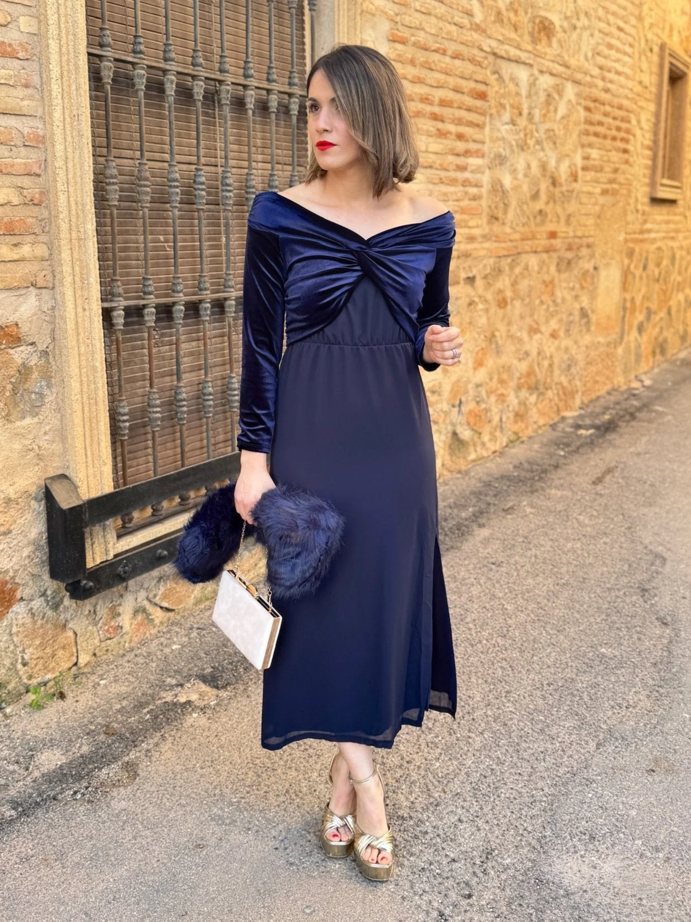 Vestido midi azul marino | Monnet - Image 7