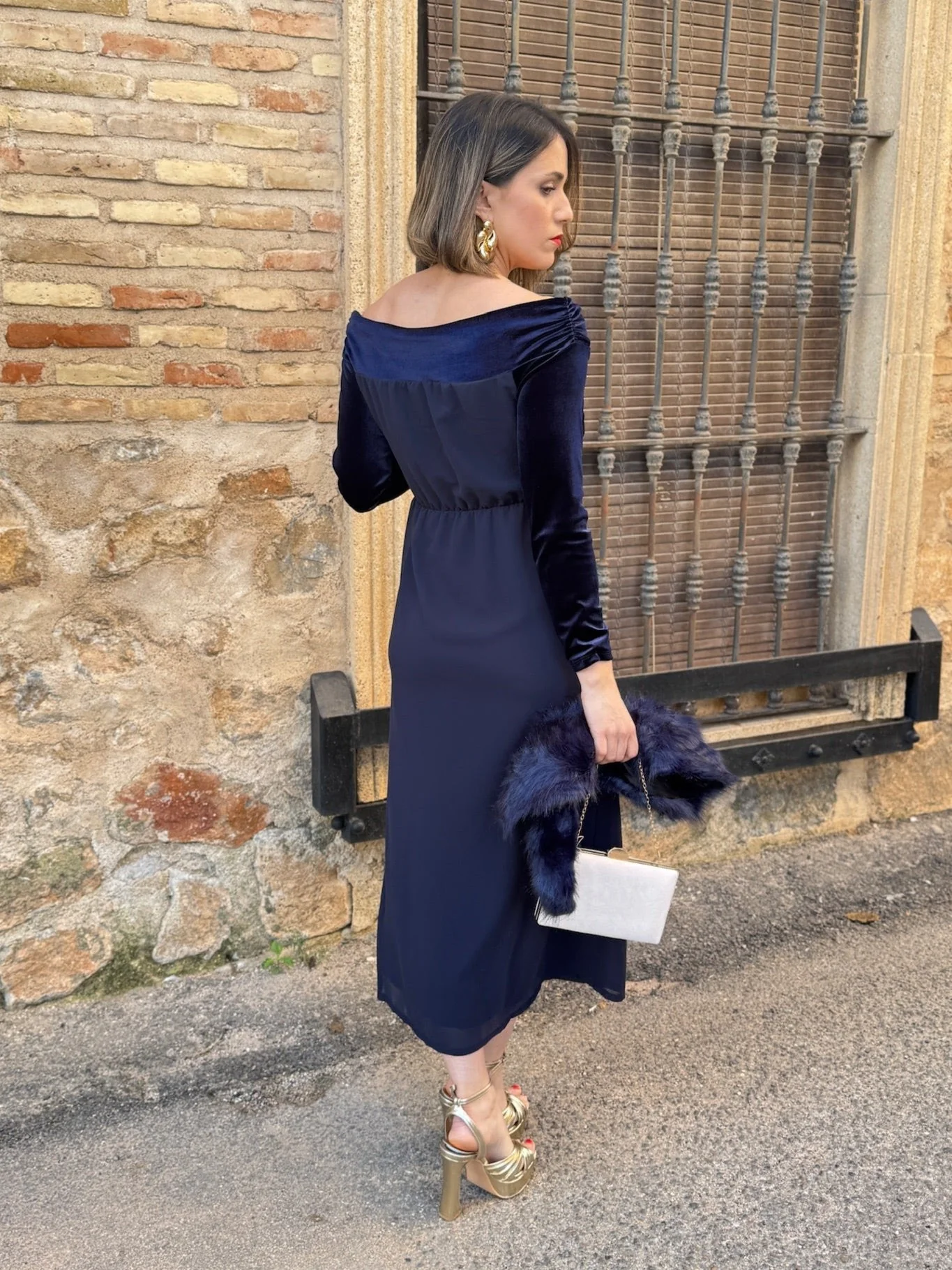 Vestido midi azul marino | Monnet - Image 8