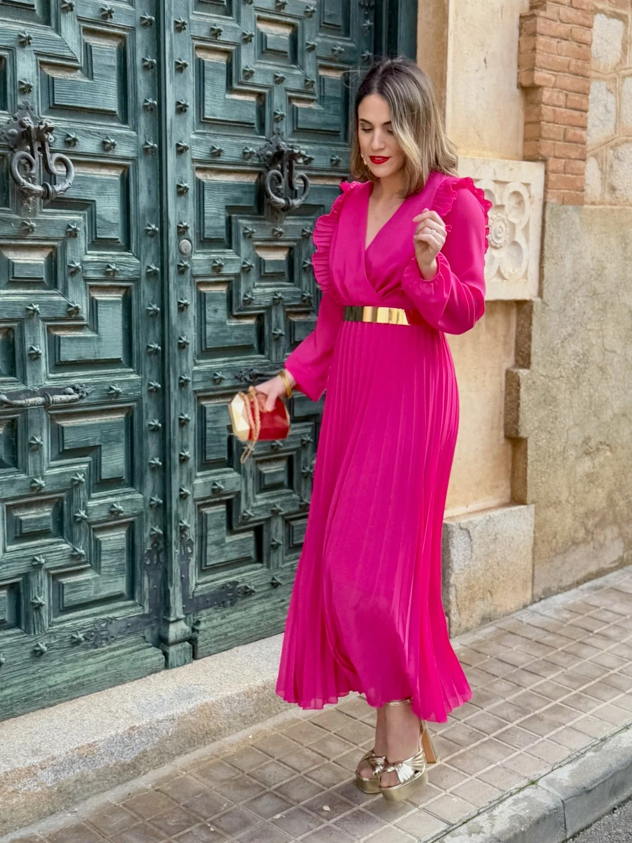 Vestido plisado fucsia | Lucia - Image 3