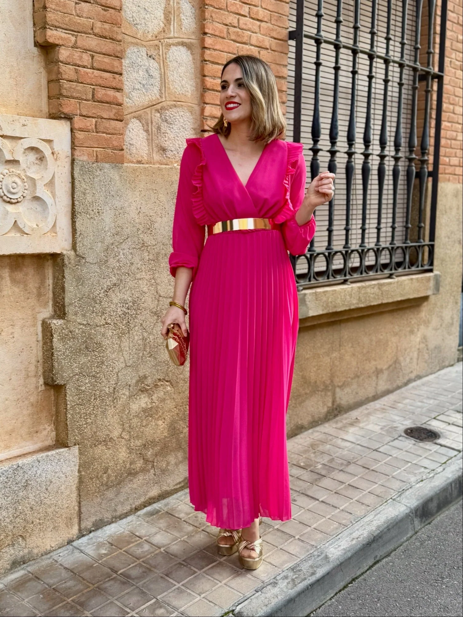 Vestido plisado fucsia | Lucia - Image 6