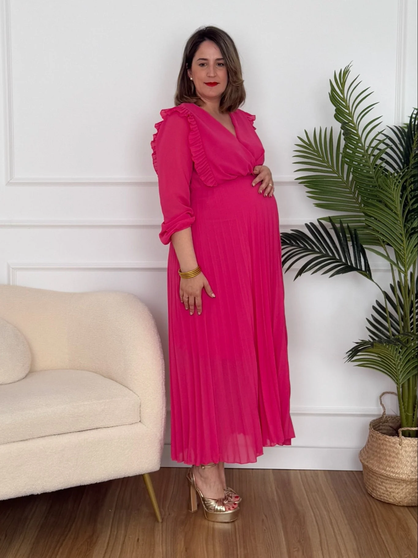 Vestido plisado fucsia | Lucia - Image 7