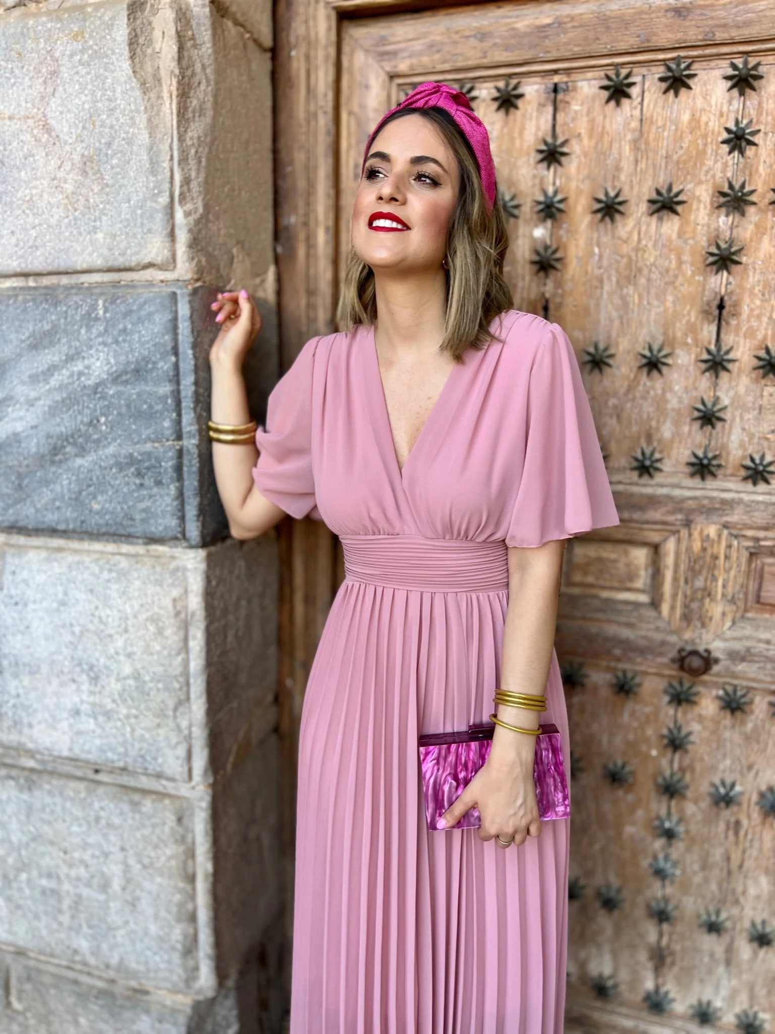Vestido plisado rosa | Catalina - Image 6