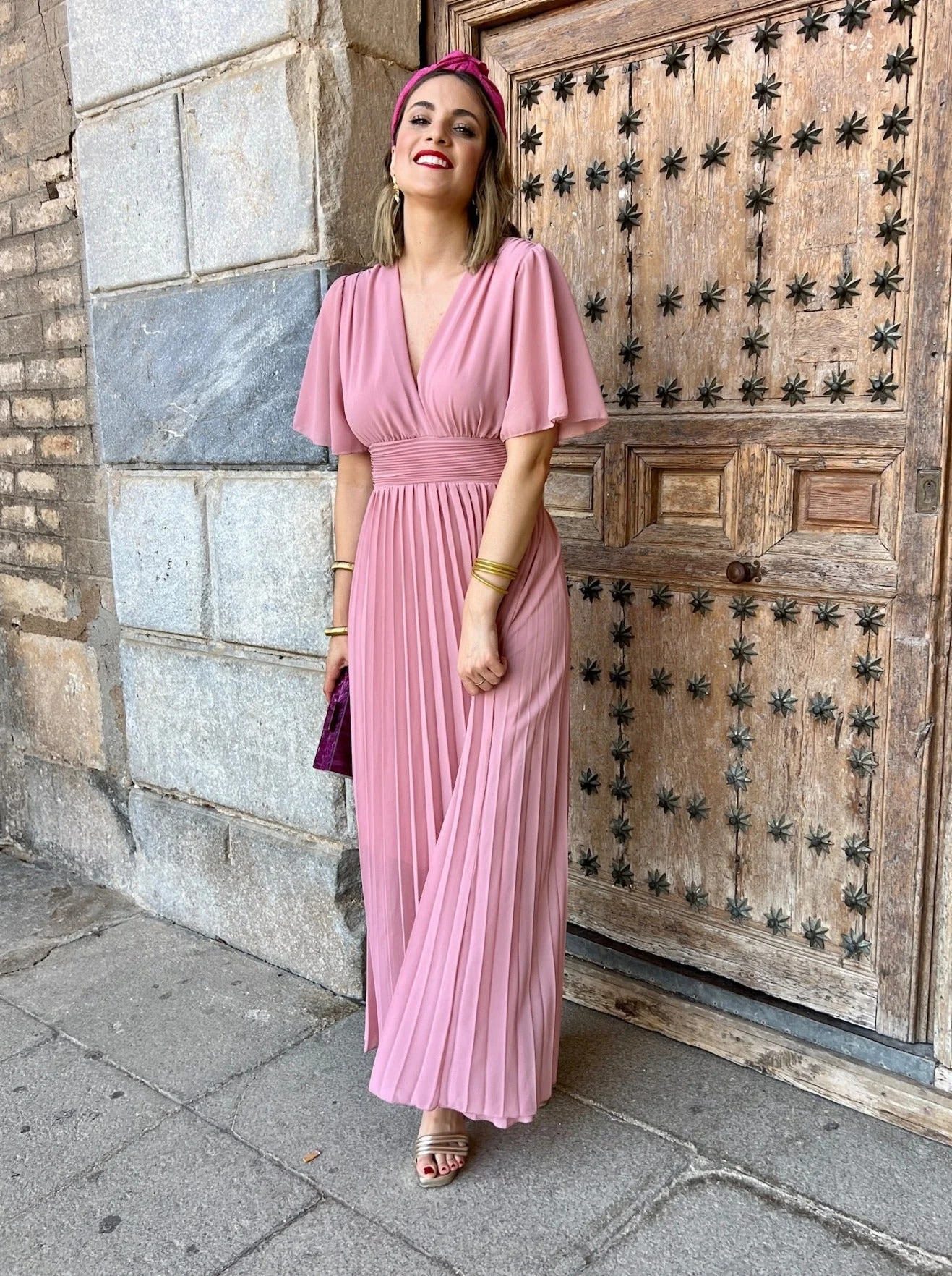 Vestido plisado rosa | Catalina - Image 7