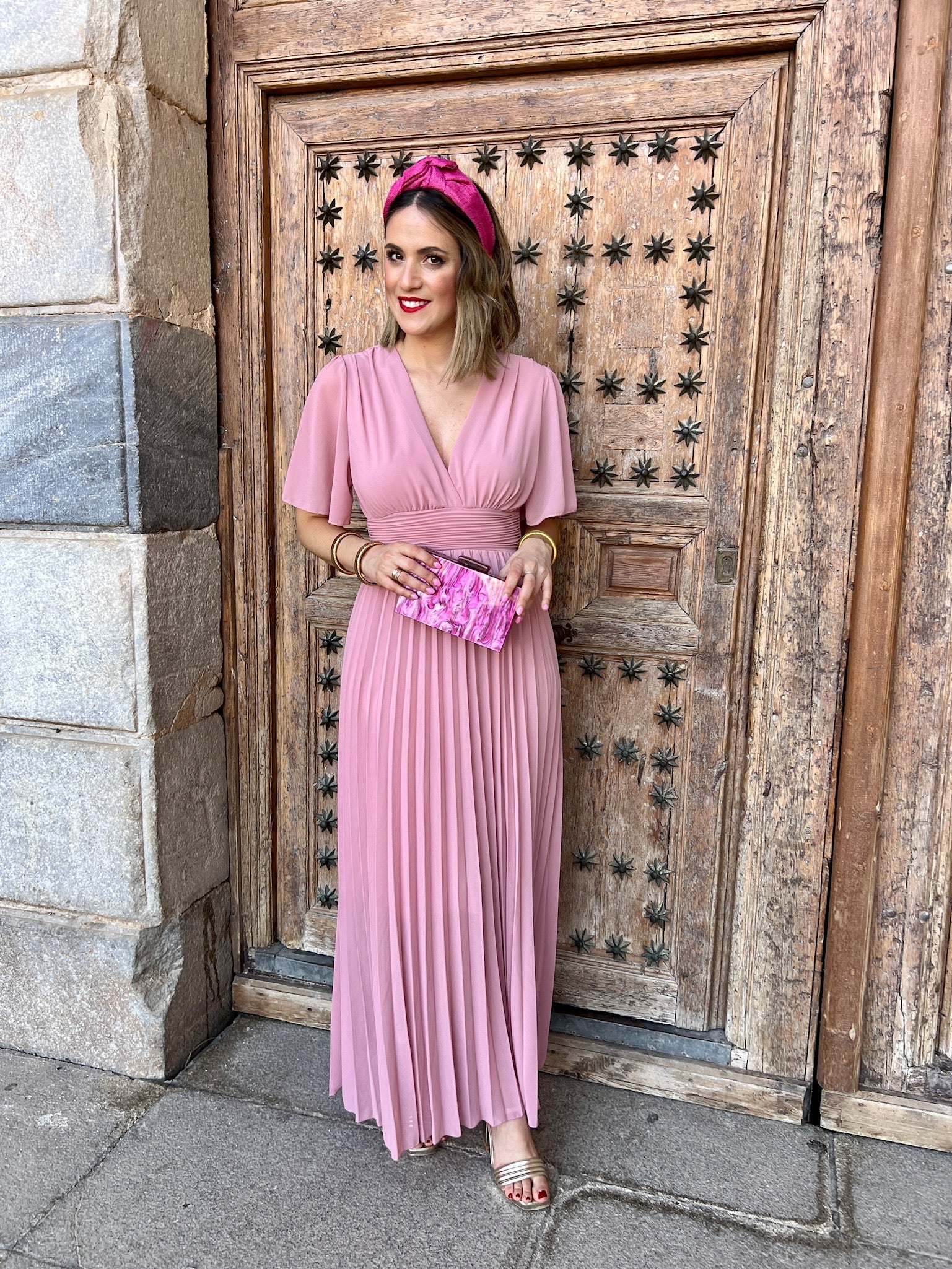 Vestido plisado rosa | Catalina - Image 8